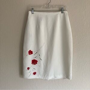 KS Collection White Skirt With Flowers